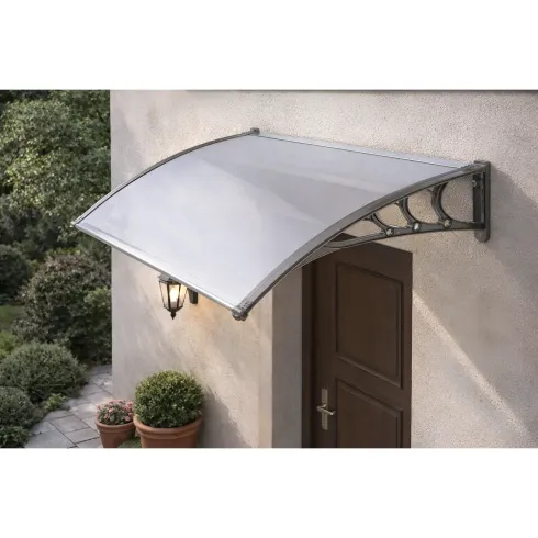 Pensilina Modulare 150x100 in Policarbonato Compatto Satinato Staffe da Esterno | BricoShop24