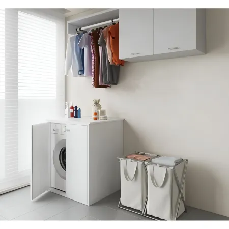 Mobile Copri Lavatrice Bianco in Resina Pvc da Bagno  | Bricoshop24