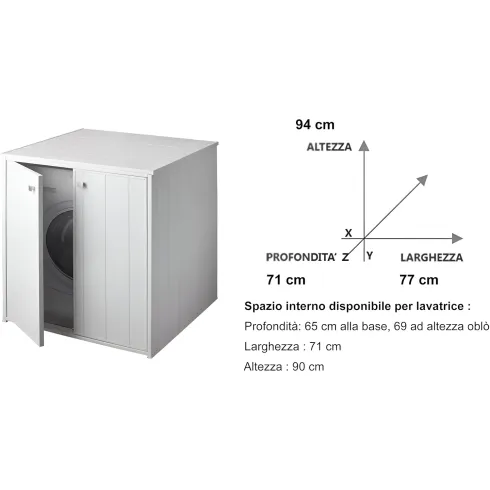 Mobile Copri Lavatrice Bianco in Resina Pvc da Bagno  | Bricoshop24