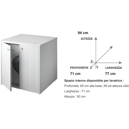 Mobile Copri Lavatrice Bianco in Resina Pvc da Bagno  | Bricoshop24