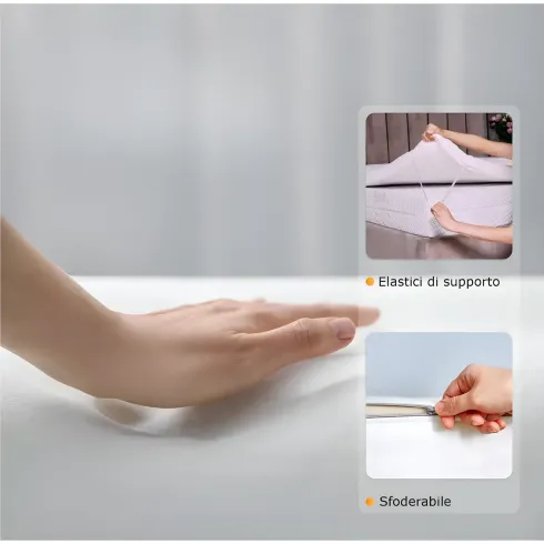 Topper Memory Foam alla Francese 140x190 cm h5 Sfoderabile Aloe