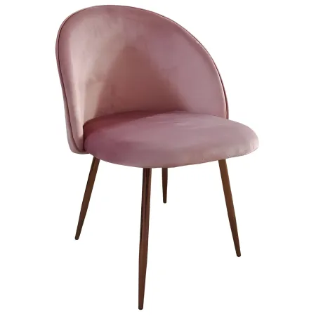 Set 4 Sedie in Velluto Rosa 47x57x78 cm Gambe in Metallo Oro