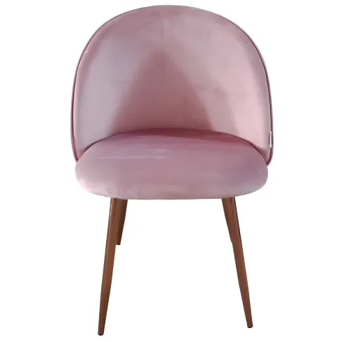 Set 4 Sedie in Velluto Rosa 47x57x78 cm Gambe in Metallo Oro