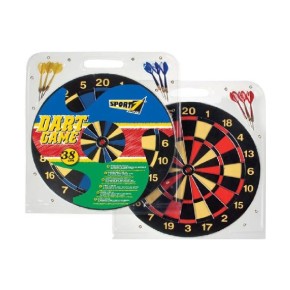 Bersaglio Sport 38cm + 6 Freccette Punta Metallo Bivalva Dart Game Gioco Punti