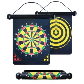 Bersaglio Arrotolabile Magnetico + 6 Dardi freccette 2 Lati 2 Giochi Dartboard