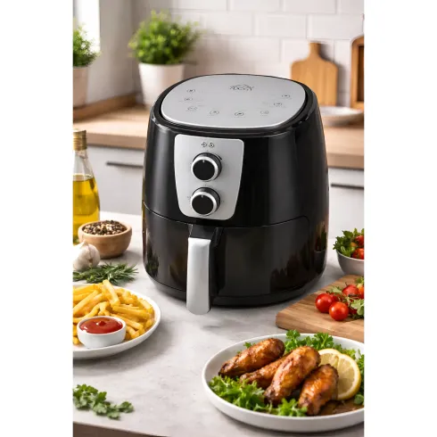 Friggitrice ad Aria DCG 5,2L 1300W Nero Cestello Antiaderente Rimovibile