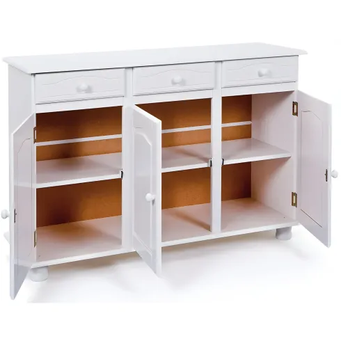 Mobile Credenza Bianco 3 Ante Cassetti Shabby Buffet Dispensa Soggiorno Cucina