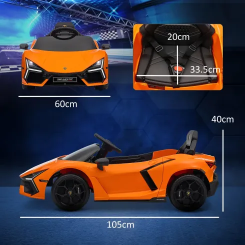 Auto Elettrica per Bambini 10,8V Lamborghini Revuelto Arancione Suoni