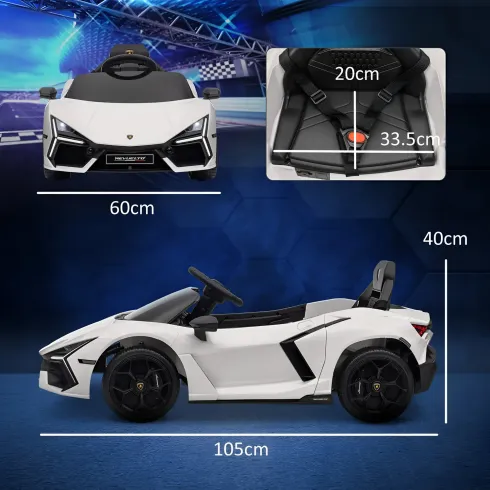 Auto Elettrica per Bambini 10,8V Lamborghini Revuelto Bianco Telecomando