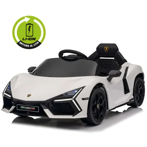Auto Elettrica per Bambini 10,8V Lamborghini Revuelto Bianco Telecomando