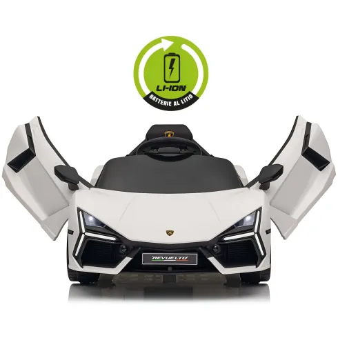 Auto Elettrica per Bambini 10,8V Lamborghini Revuelto Bianco Telecomando
