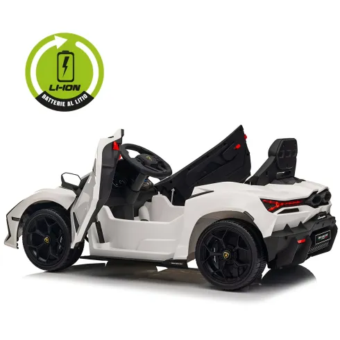 Auto Elettrica per Bambini 10,8V Lamborghini Revuelto Bianco Telecomando