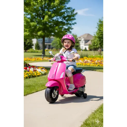 Vespa Sprint Elettrica per Bambini 12V Rosa Luci LED Moto Scooter