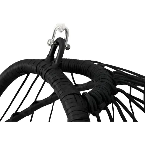 Poltrona Sospesa da Giardino Rattan 74x64x106 cm Struttura Acciaio Nero