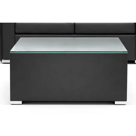 Salotto da Esterno Tavolo Rettangolare Divano 2 Poltrone Alluminio Vetro