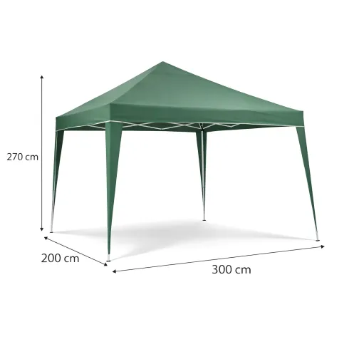 Gazebo 3x2 mt Pieghevole Verde da Giardino Richiudibile con Borsa