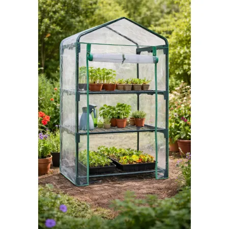 Serra Giardino 3 Ripiani con Ruote Copertura PVC Riparo Piante Inverno Terrazzo | BricoShop24