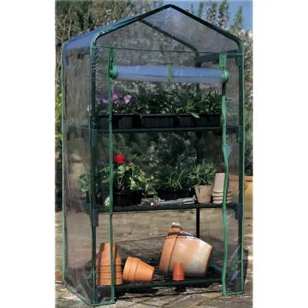 Serra Giardino 3 Ripiani con Ruote Copertura PVC Riparo Piante Inverno Terrazzo | BricoShop24