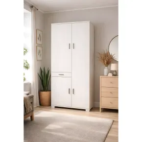 Scarpiera Mobile 3 Ante Bianco con Cassetto Ripiani Multiuso Mobiletto Armadio | BricoShop24 2