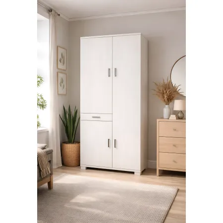 Scarpiera Mobile 3 Ante Bianco con Cassetto Ripiani Multiuso Mobiletto Armadio | BricoShop24
