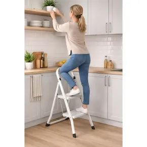 Sgabello Scaletta Pieghevole in Acciaio 2 Gradini 47 cm Salvaspazio 2
