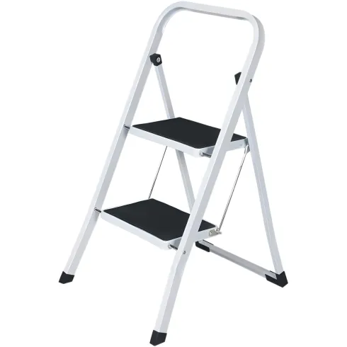 Sgabello Scaletta Pieghevole Acciaio 2 Gradini 47 cm Antiscivolo Nero