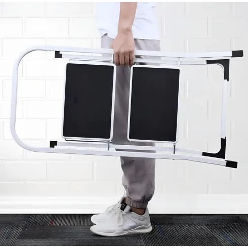 Sgabello Scaletta Pieghevole Acciaio 2 Gradini 47 cm Antiscivolo Nero