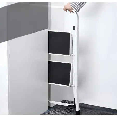 Sgabello Scaletta Pieghevole Acciaio 2 Gradini 47 cm Antiscivolo Nero