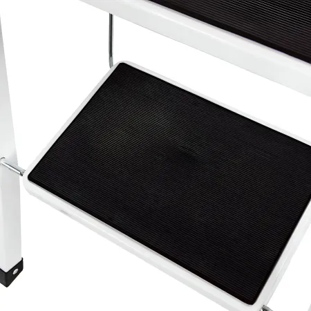 Sgabello Scaletta Pieghevole Acciaio 2 Gradini 47 cm Antiscivolo Nero