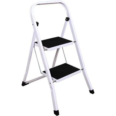 Sgabello Scaletta Pieghevole Acciaio 2 Gradini 47 cm Antiscivolo Nero