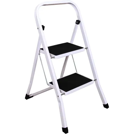 Sgabello Scaletta Pieghevole Acciaio 2 Gradini 47 cm Antiscivolo Nero