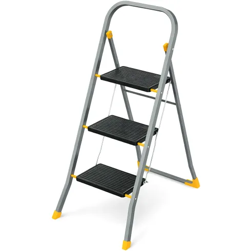 Sgabello Scaletta Pieghevole Alluminio 3 Gradini Antiscivolo Nero 150 kg