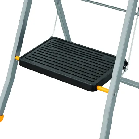Sgabello Scaletta Pieghevole Alluminio 3 Gradini Antiscivolo Nero 150 kg
