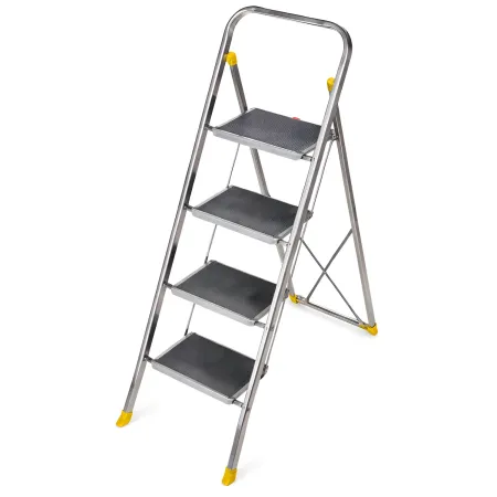 Sgabello Scaletta Pieghevole Alluminio 4 Gradini Antiscivolo Nero 150 kg
