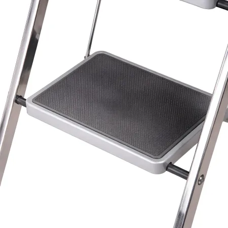 Sgabello Scaletta Pieghevole Alluminio 4 Gradini Antiscivolo Nero 150 kg
