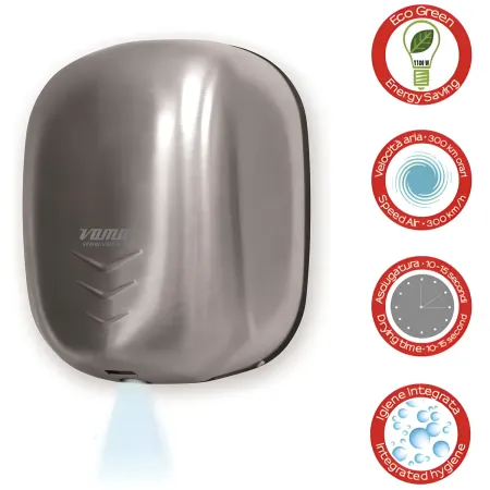 Asciugamani Elettrico Inox Bagno a Parete Filtro Antibatterico UV
