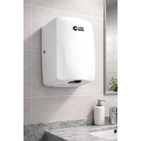 Asciugamani Elettrico Bagno a Parete Automatico 500W Inox Bianco