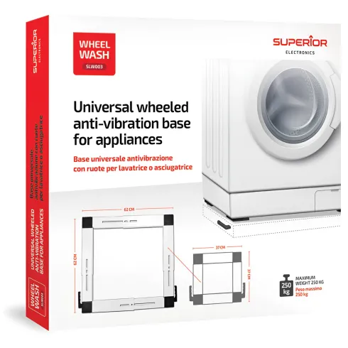 Base Lavatrice Universale Regolabile 37–62 Ruote Freni Antivibrazione