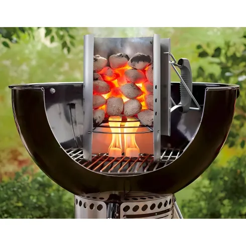 Ciminiera per Barbecue 19,5x19,5x30,5H cm Metallo Zincato Manico in PP