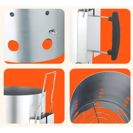 Ciminiera per Barbecue 19,5x19,5x30,5H cm Metallo Zincato Manico in PP
