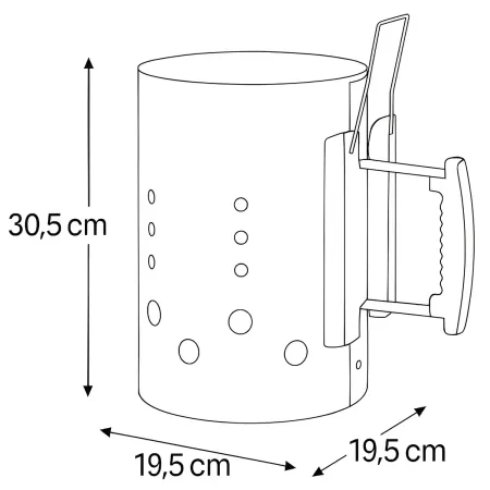 Ciminiera per Barbecue 19,5x19,5x30,5H cm Metallo Zincato Manico in PP