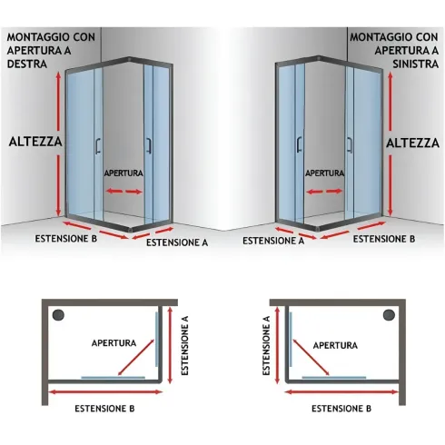 Box Doccia Cristallo Temperato 4mm Angolare Ante Scorrevoli 75x75