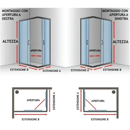 Box Doccia Cristallo Temperato 4mm Angolare Ante Scorrevoli 75x75