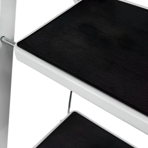 Sgabello Scaletta Pieghevole Acciaio 4 Gradini Antiscivolo Nero 150 kg
