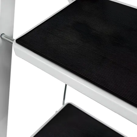 Sgabello Scaletta Pieghevole Acciaio 4 Gradini Antiscivolo Nero 150 kg