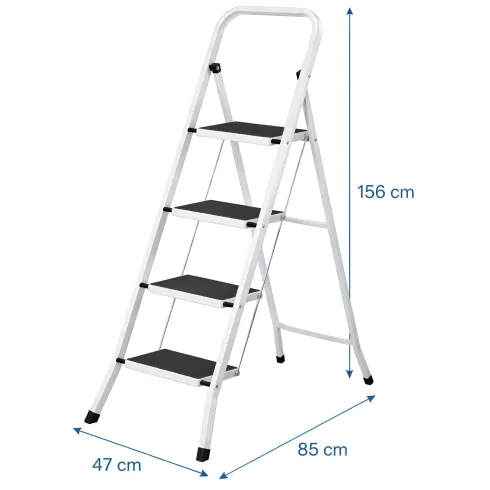 Sgabello Scaletta Pieghevole Acciaio 4 Gradini Antiscivolo Nero 150 kg