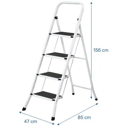 Sgabello Scaletta Pieghevole Acciaio 4 Gradini Antiscivolo Nero 150 kg