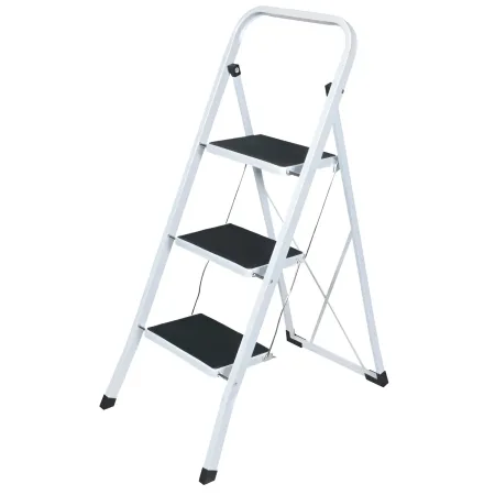 Sgabello Scaletta Pieghevole 3 Gradini 30x20 Acciaio Nero Salvaspazio