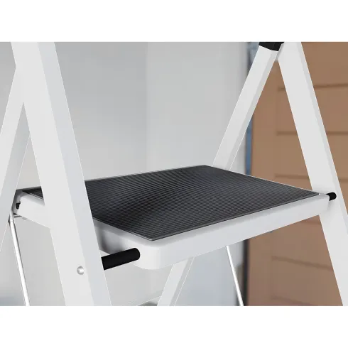 Sgabello Scaletta Pieghevole 3 Gradini 30x20 Acciaio Nero Salvaspazio