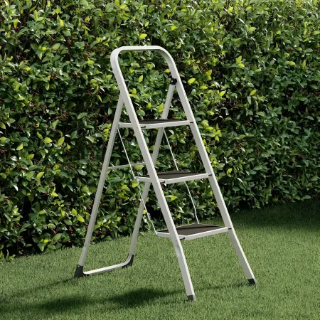 Sgabello Scaletta Pieghevole 3 Gradini 30x20 Acciaio Nero Salvaspazio